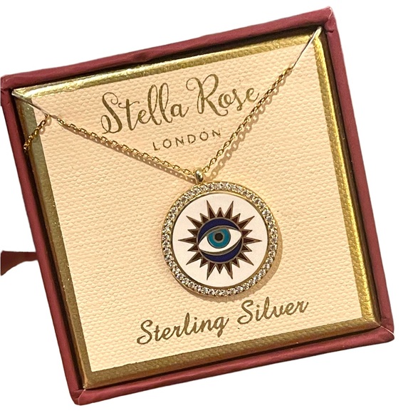 NIB Stella Rose London 18k Gold Plated Evil Eye pendant necklace - Picture 6 of 6